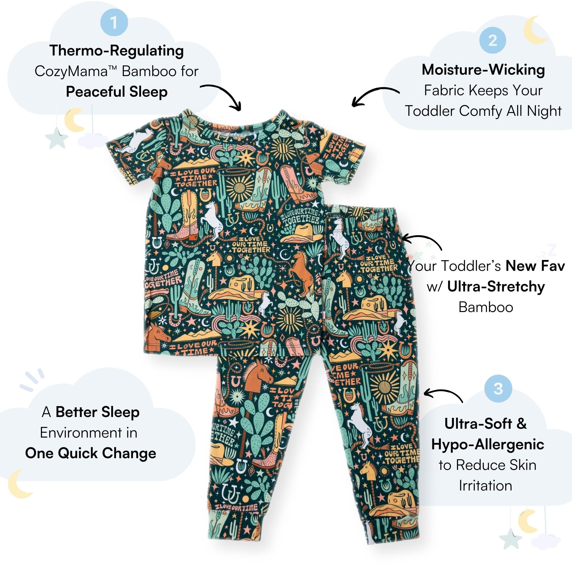 The Second-skin 2-piece Pajama | Wild West | "i Love Our Time Together"