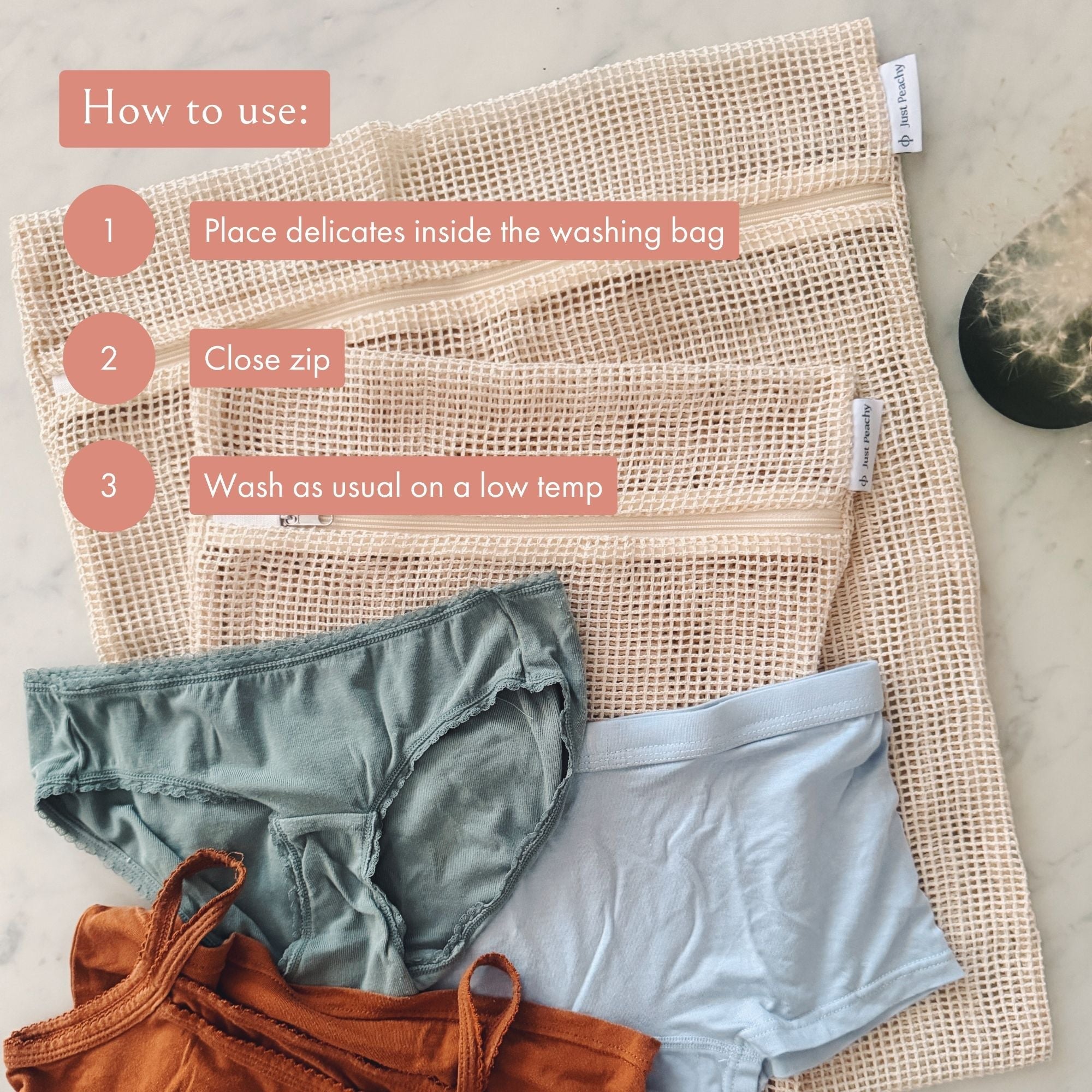 Organic Cotton Mesh Laundry Bags For Delicates - Pack Of 2