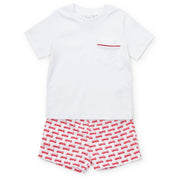 Hudson Boys' Short Set - Fire Truck Red