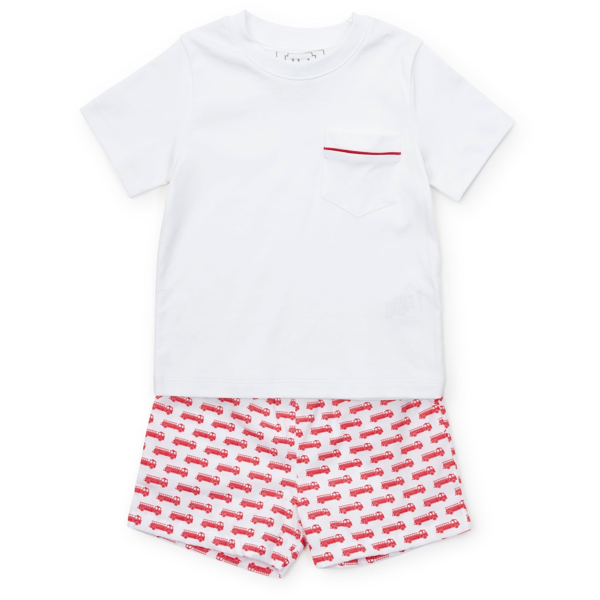 Hudson Boys' Short Set - Fire Truck Red