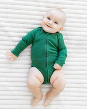 Long Sleeve Zipper Bodysuit In Hunter, 3-6m