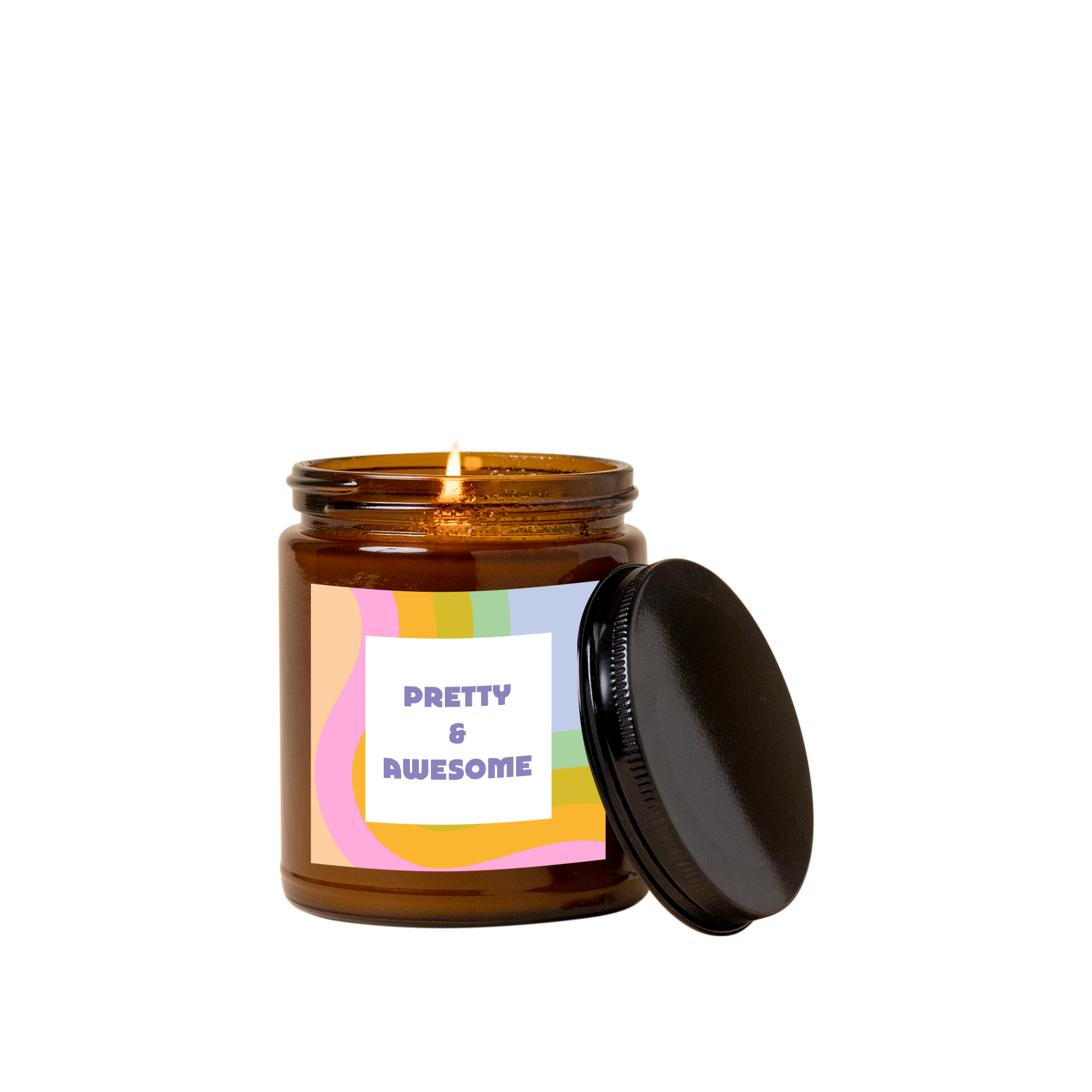 Candle Jar W/lid Amber - Delightful