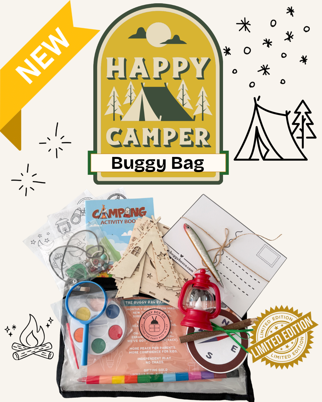 Happy Camper Activity Kit For Kids | Summer Camp-themed Screen-free Fun |