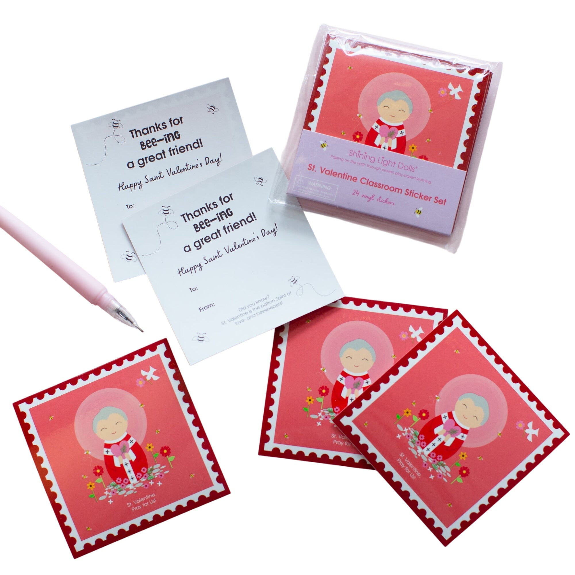 St. Valentine Classroom Sticker Set - 24 Pack