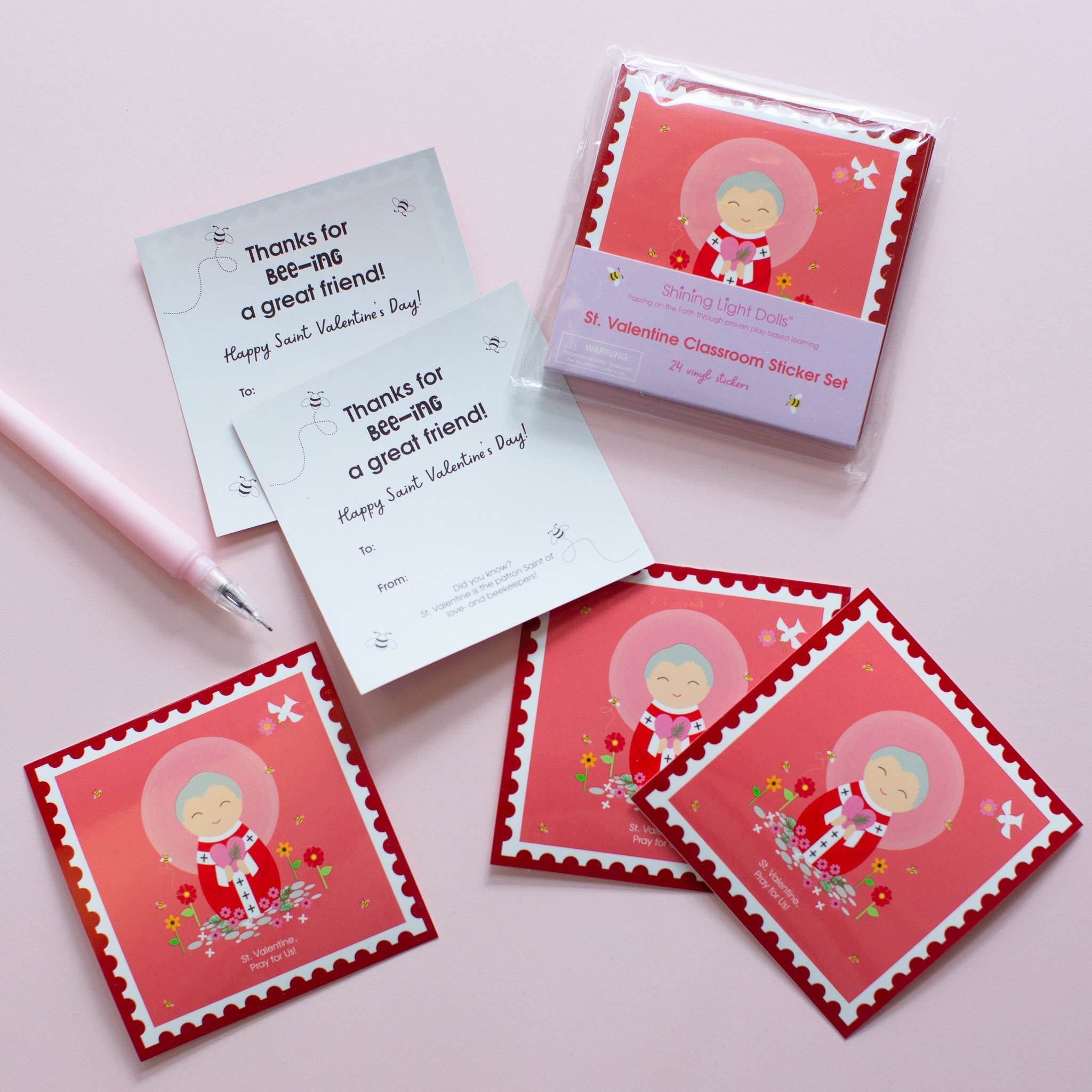 St. Valentine Classroom Sticker Set - 24 Pack