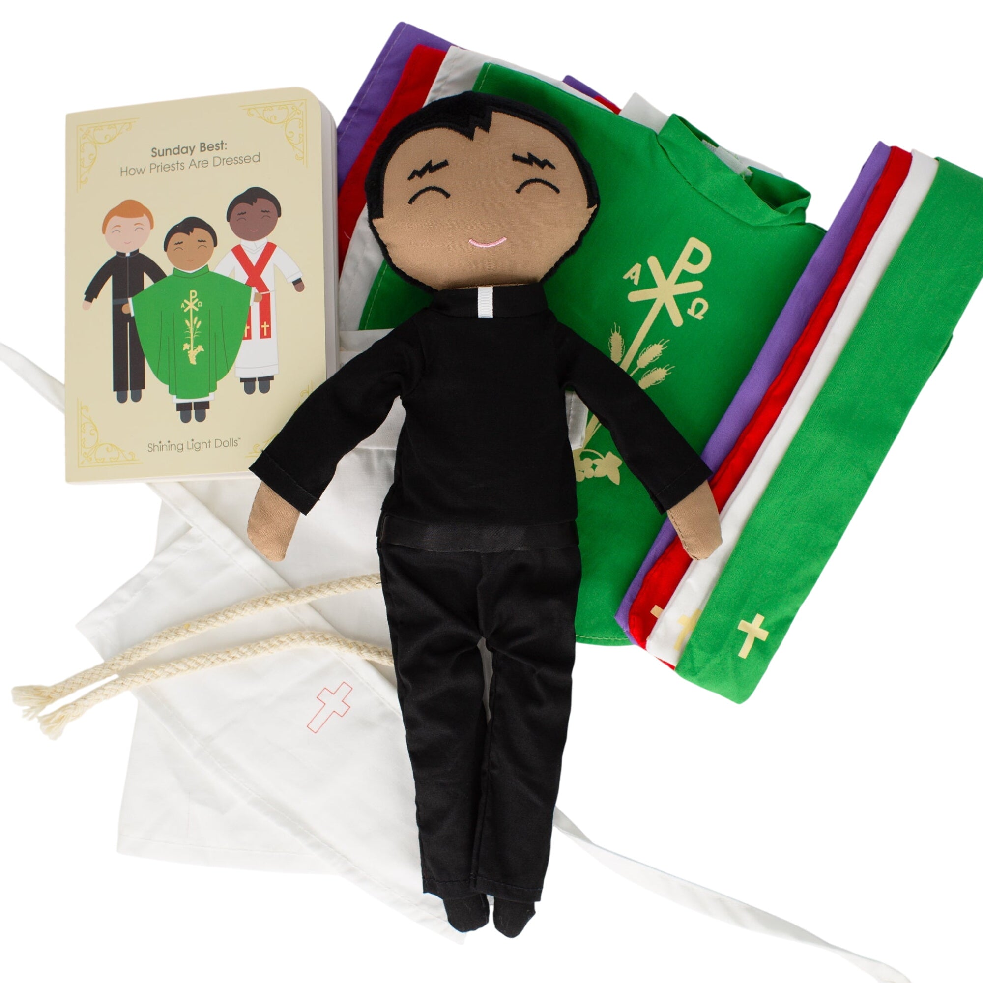 Father Mark Catholic Priest Rag Doll 14 Piece Set