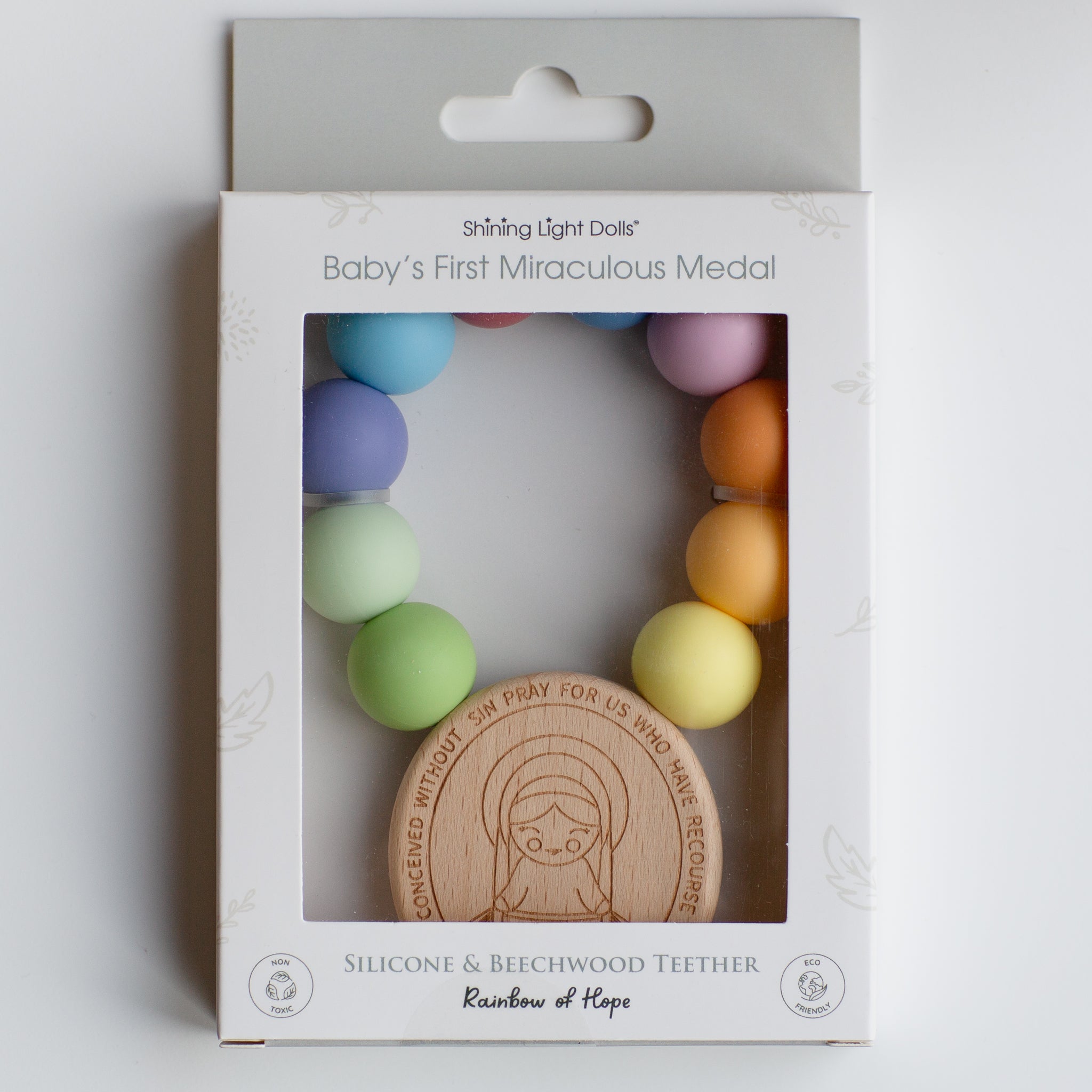 Baby's First Miraculous Medal Teether - Rainbow Of Hope