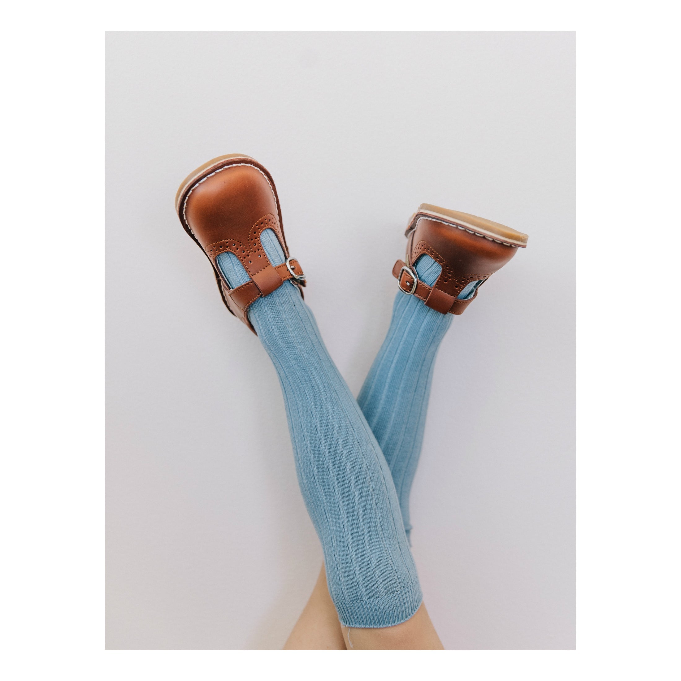 Frances Cognac T-strap Perforated Mary Jane