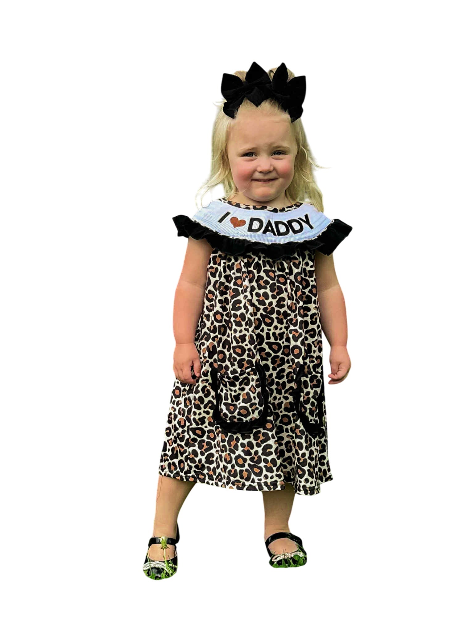 Smocked Leopard I Love Daddy Dress