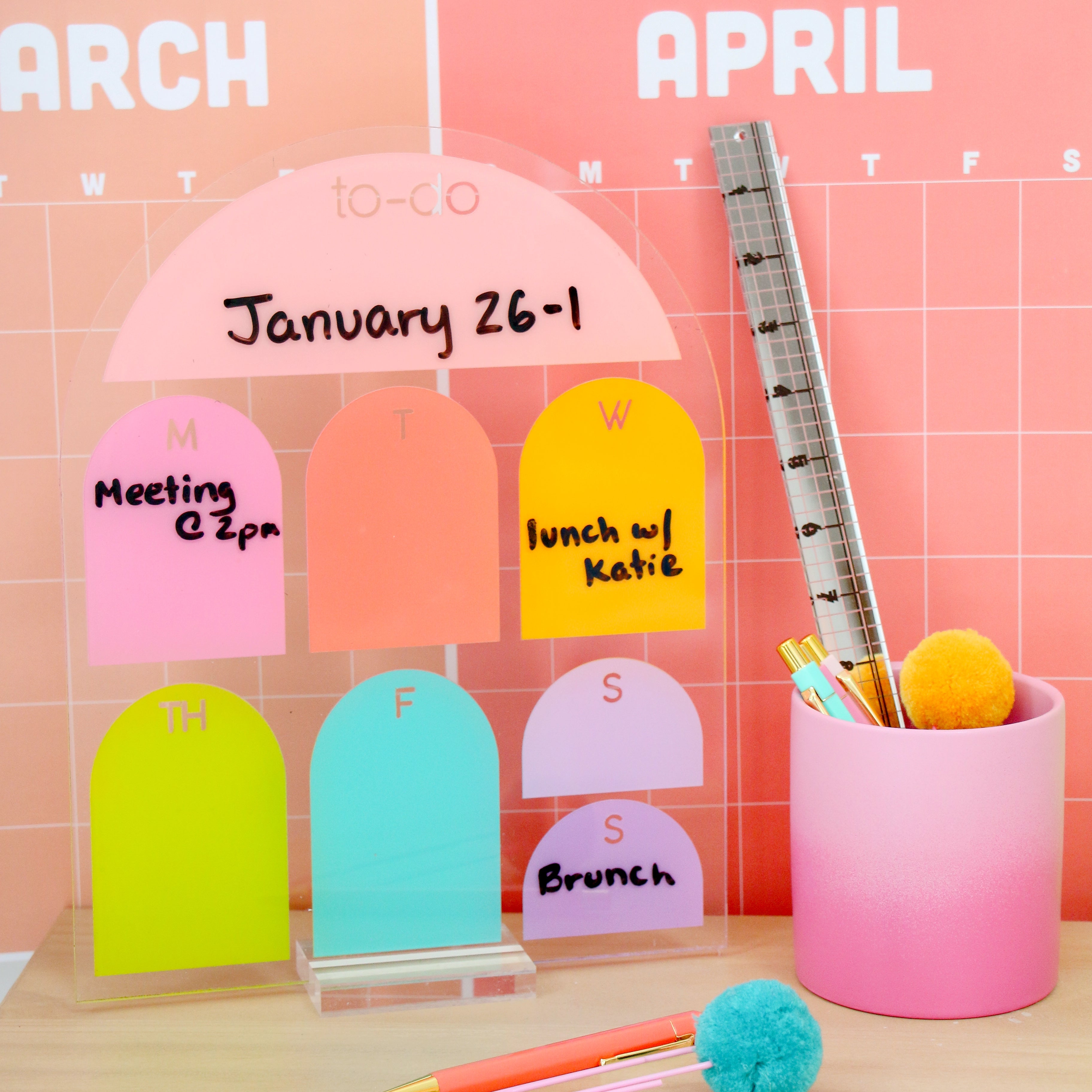 Weekly Rainbow Arch Standing Dry Erase Board