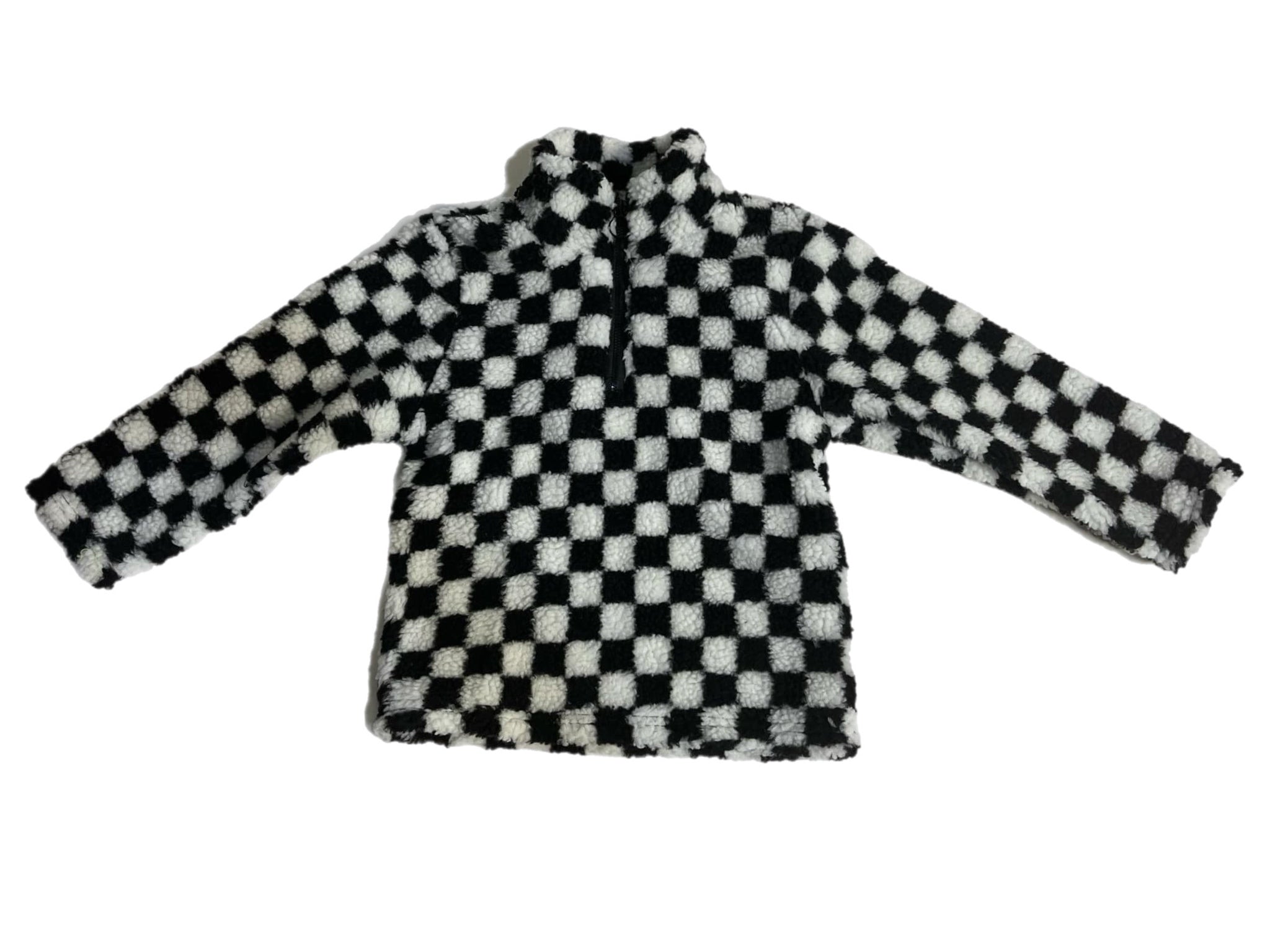 Black Checkered Print Sherpa
