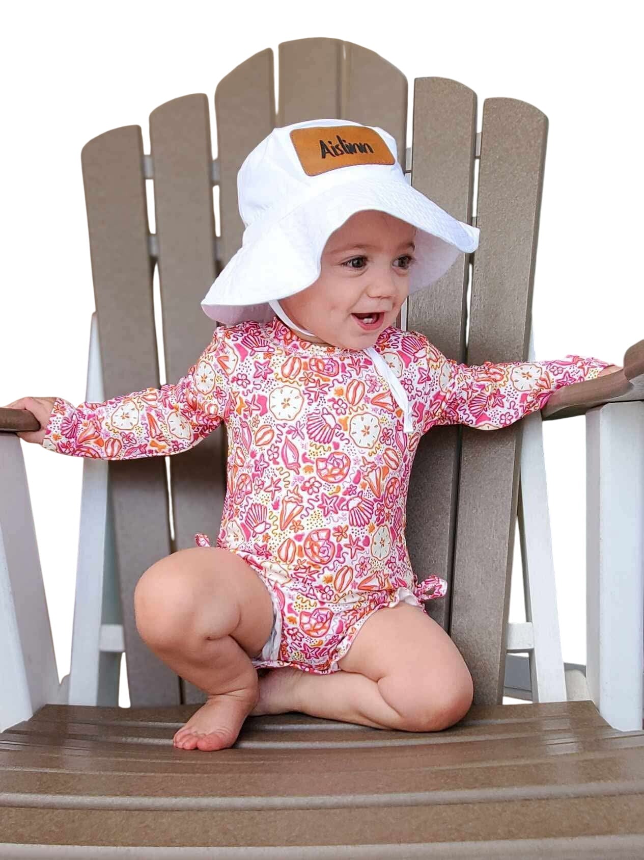 Pink Seashell Rash Guard Swimsuit