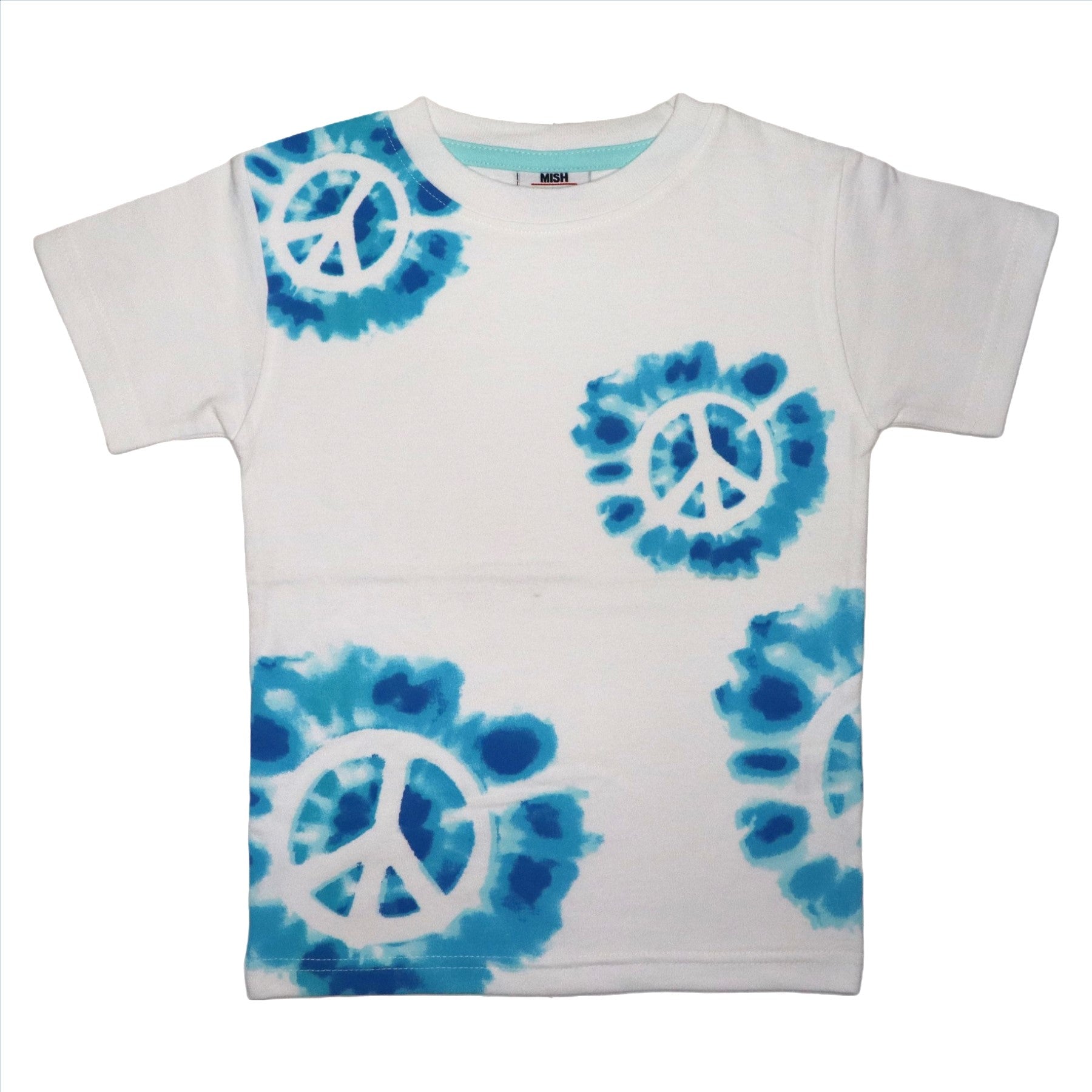 Kids Short Sleeve Tee - Turq Tie Dye Peace