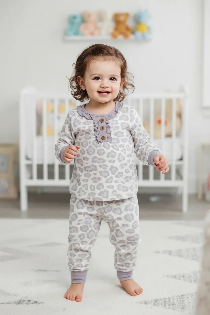Natural Leopard | Two Piece Bamboo Pajama Set