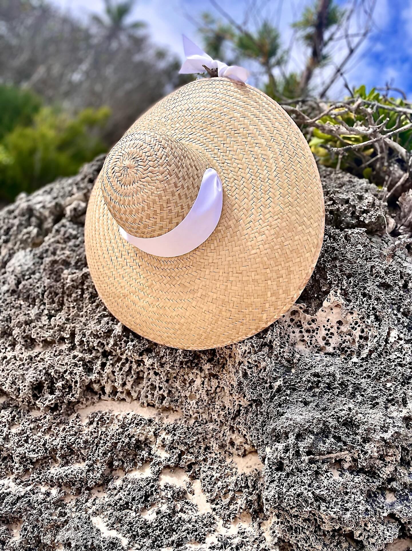 Geranium Sun Hat - Wide & Short White Grosgrain Ribbon