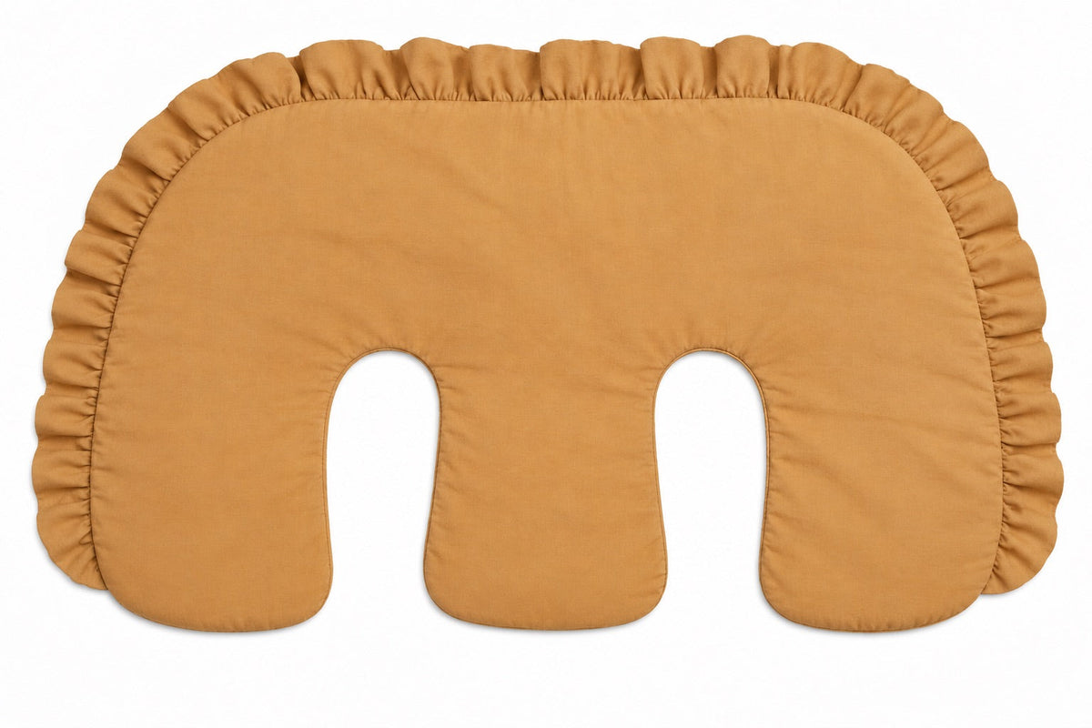 Beige Ruffle Gingham Twins Nursing Pillow Cover