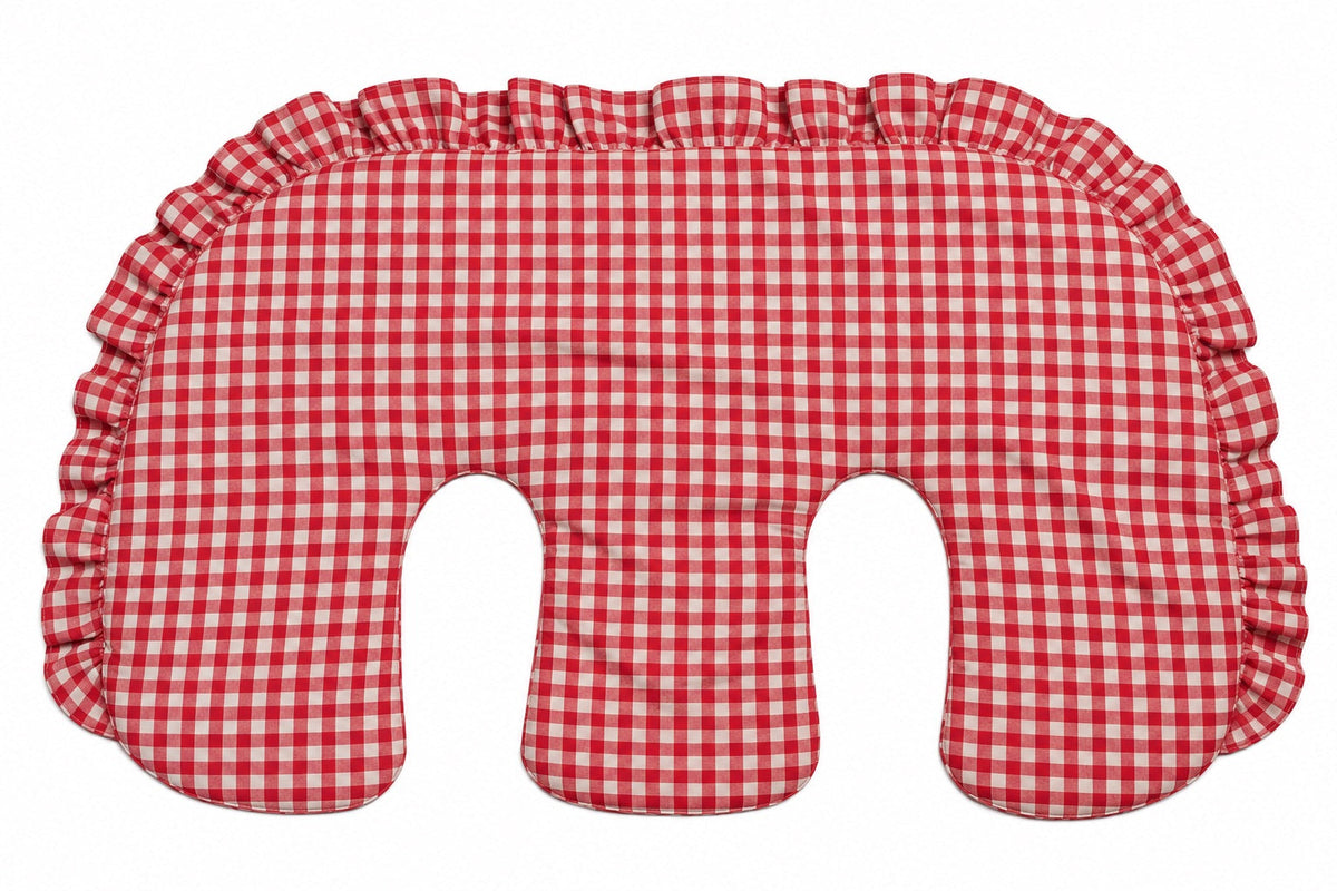 Beige Ruffle Gingham Twins Nursing Pillow Cover