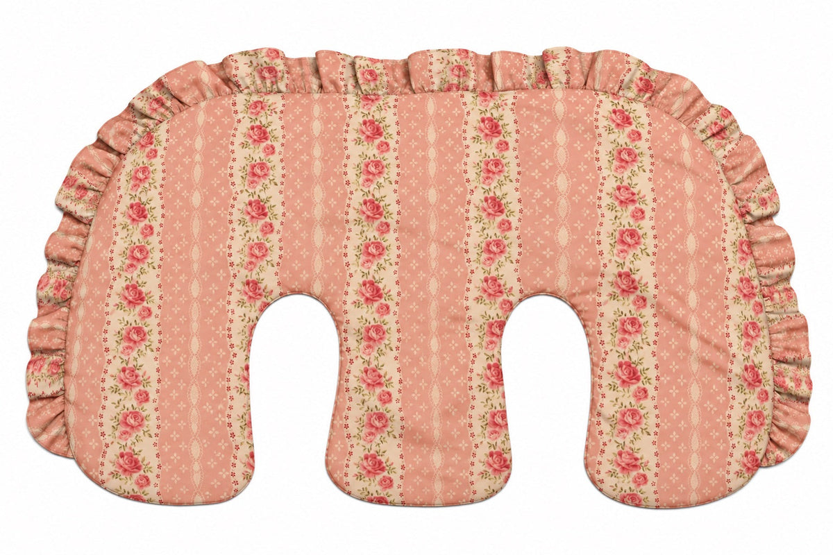 Beige Ruffle Gingham Twins Nursing Pillow Cover
