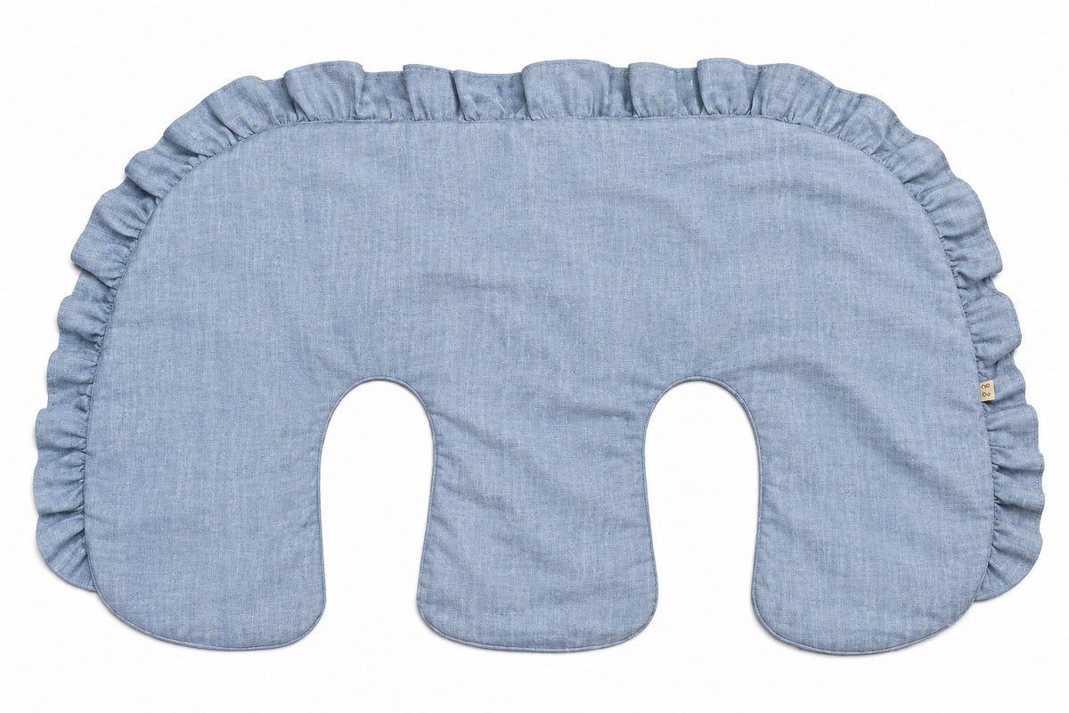 Beige Ruffle Gingham Twins Nursing Pillow Cover