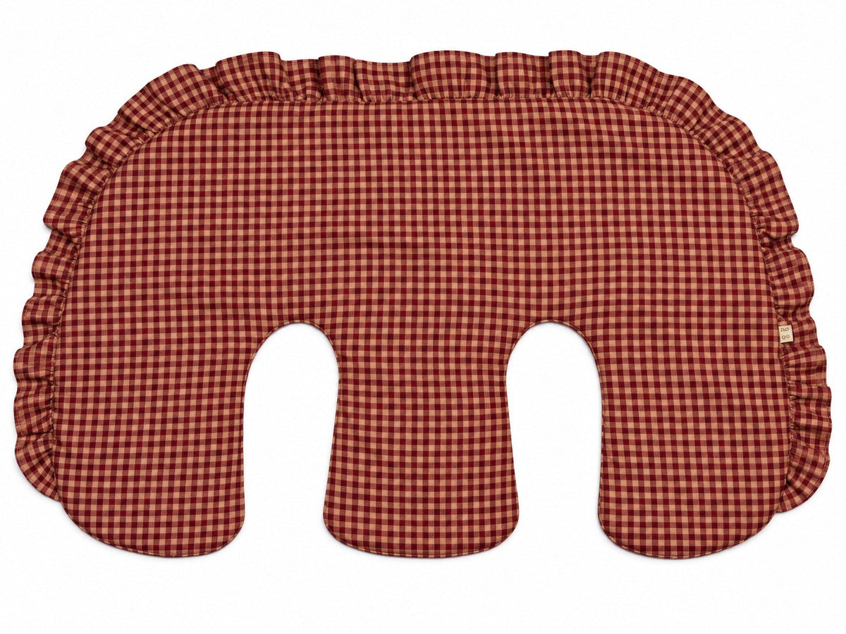 Beige Ruffle Gingham Twins Nursing Pillow Cover