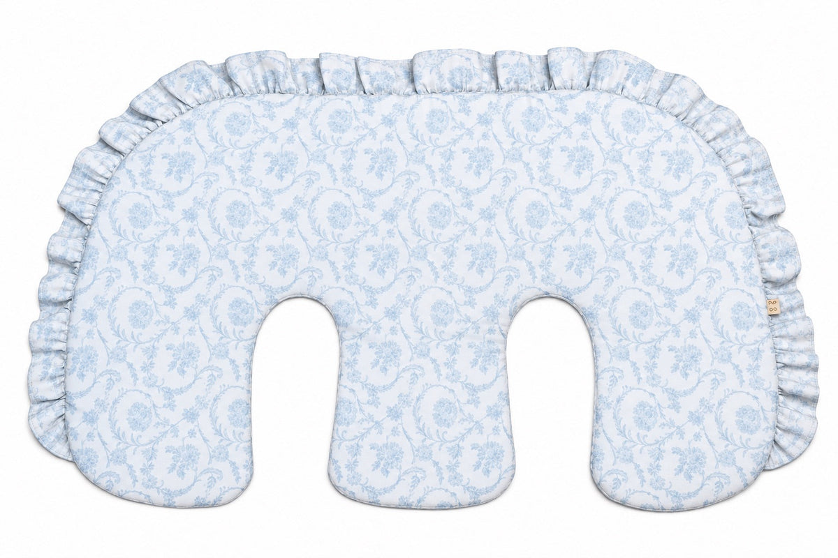 Beige Ruffle Gingham Twins Nursing Pillow Cover