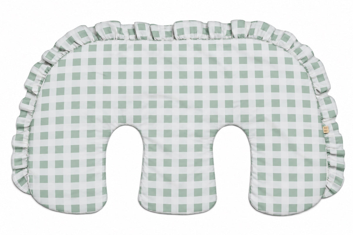 Beige Ruffle Gingham Twins Nursing Pillow Cover