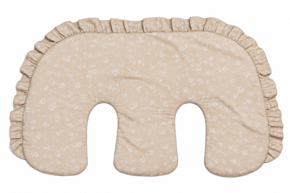 Beige Ruffle Gingham Twins Nursing Pillow Cover