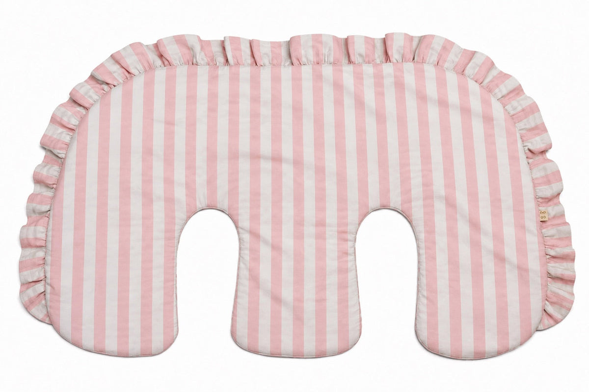 Beige Ruffle Gingham Twins Nursing Pillow Cover