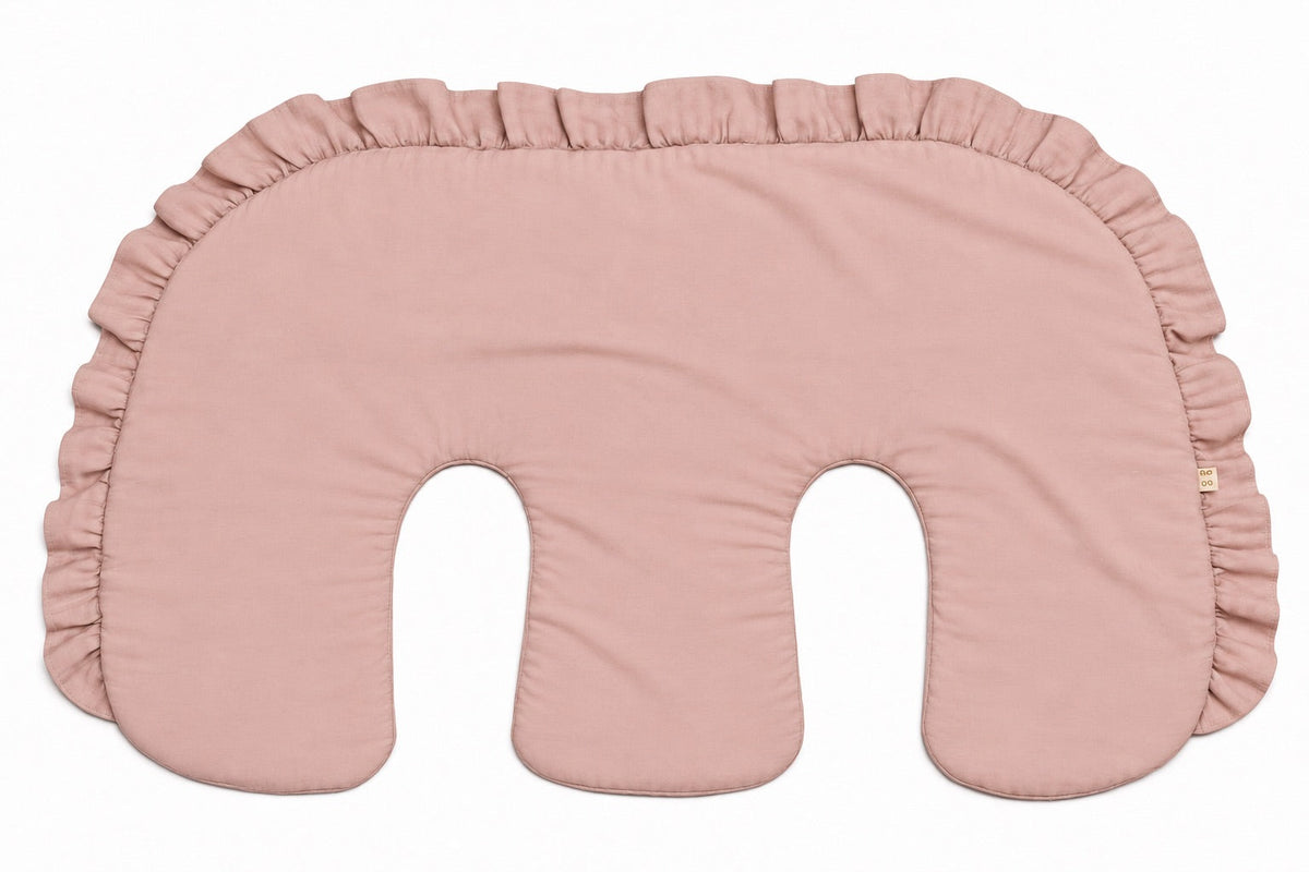 Beige Ruffle Gingham Twins Nursing Pillow Cover