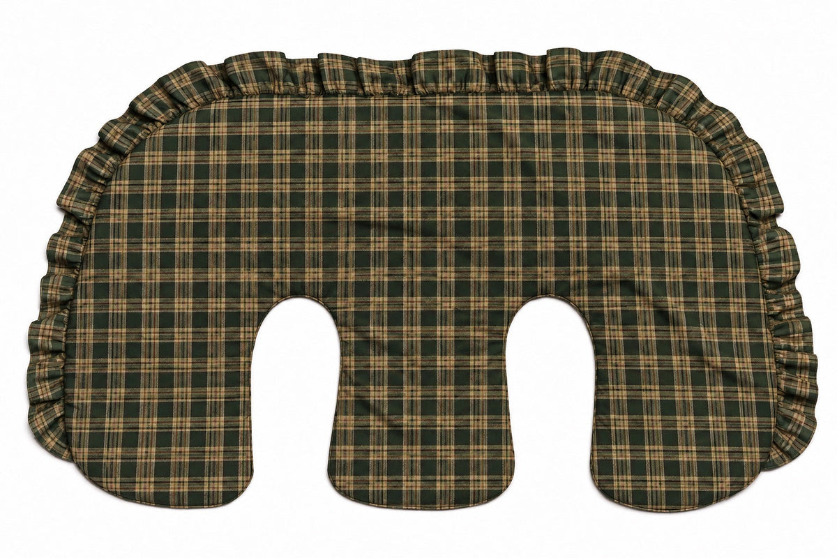 Beige Ruffle Gingham Twins Nursing Pillow Cover