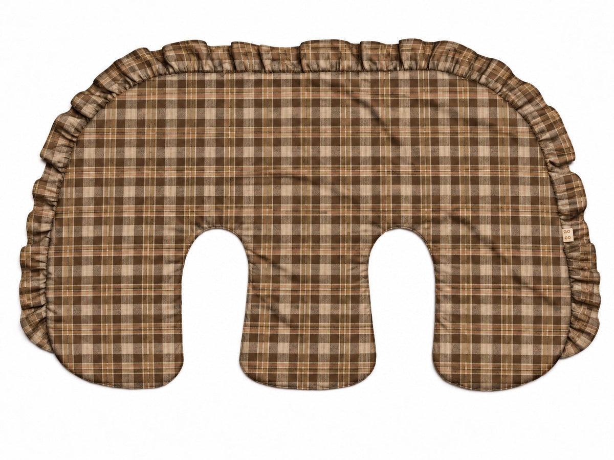 Beige Ruffle Gingham Twins Nursing Pillow Cover