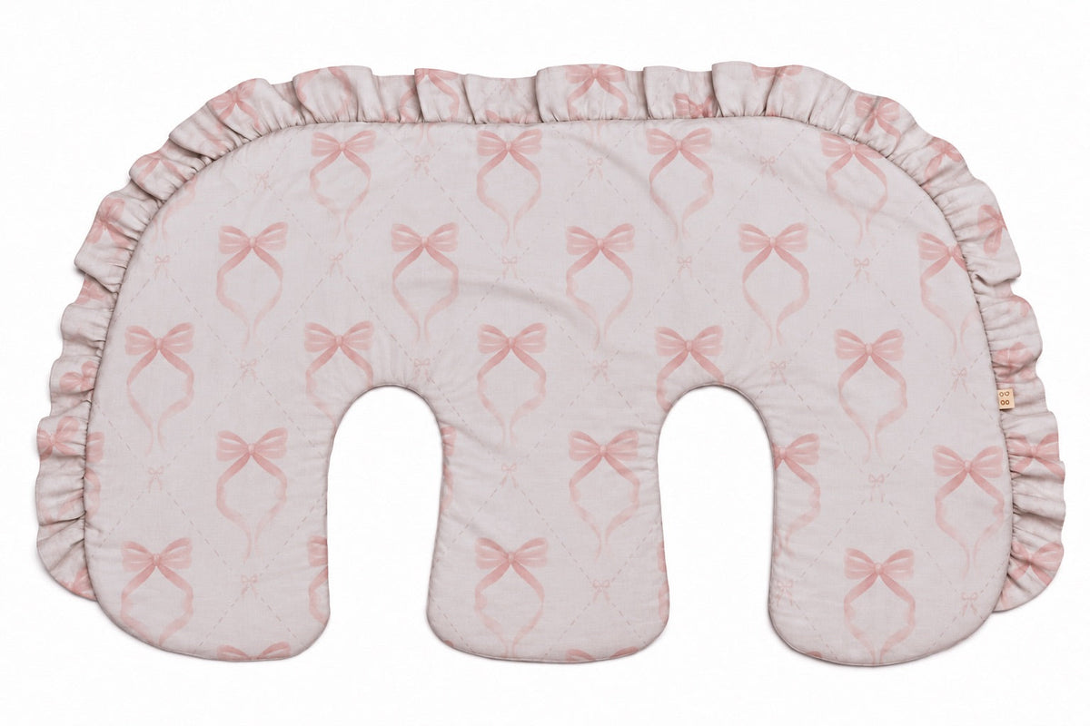 Beige Ruffle Gingham Twins Nursing Pillow Cover