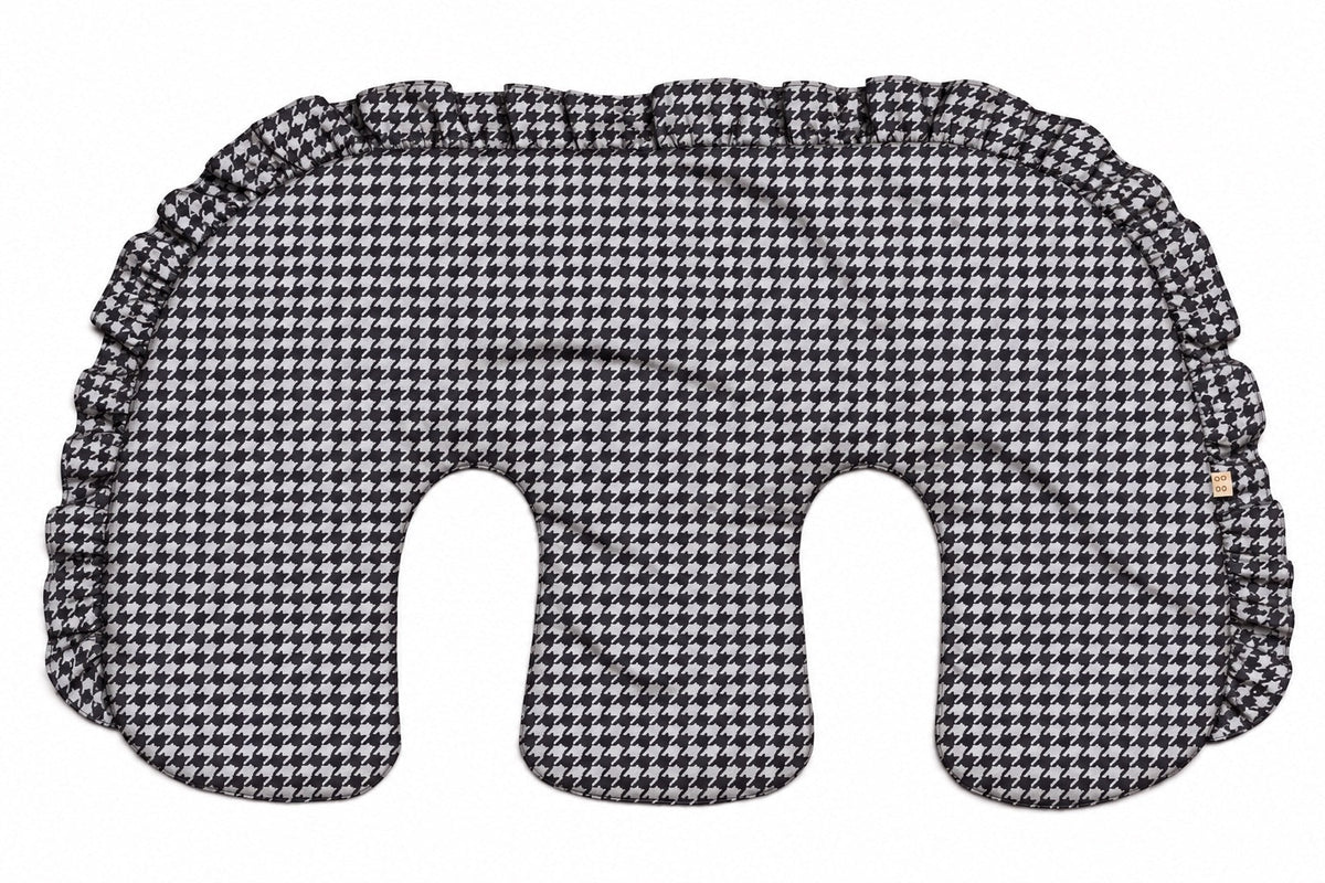 Beige Ruffle Gingham Twins Nursing Pillow Cover