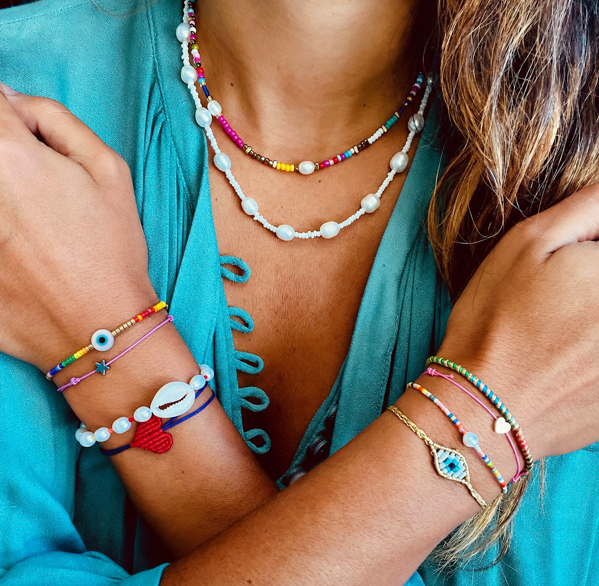 Rainbow Evil Eye  Bracelet