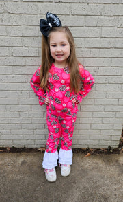 Leopard Hearts Two Piece Ruffle Set