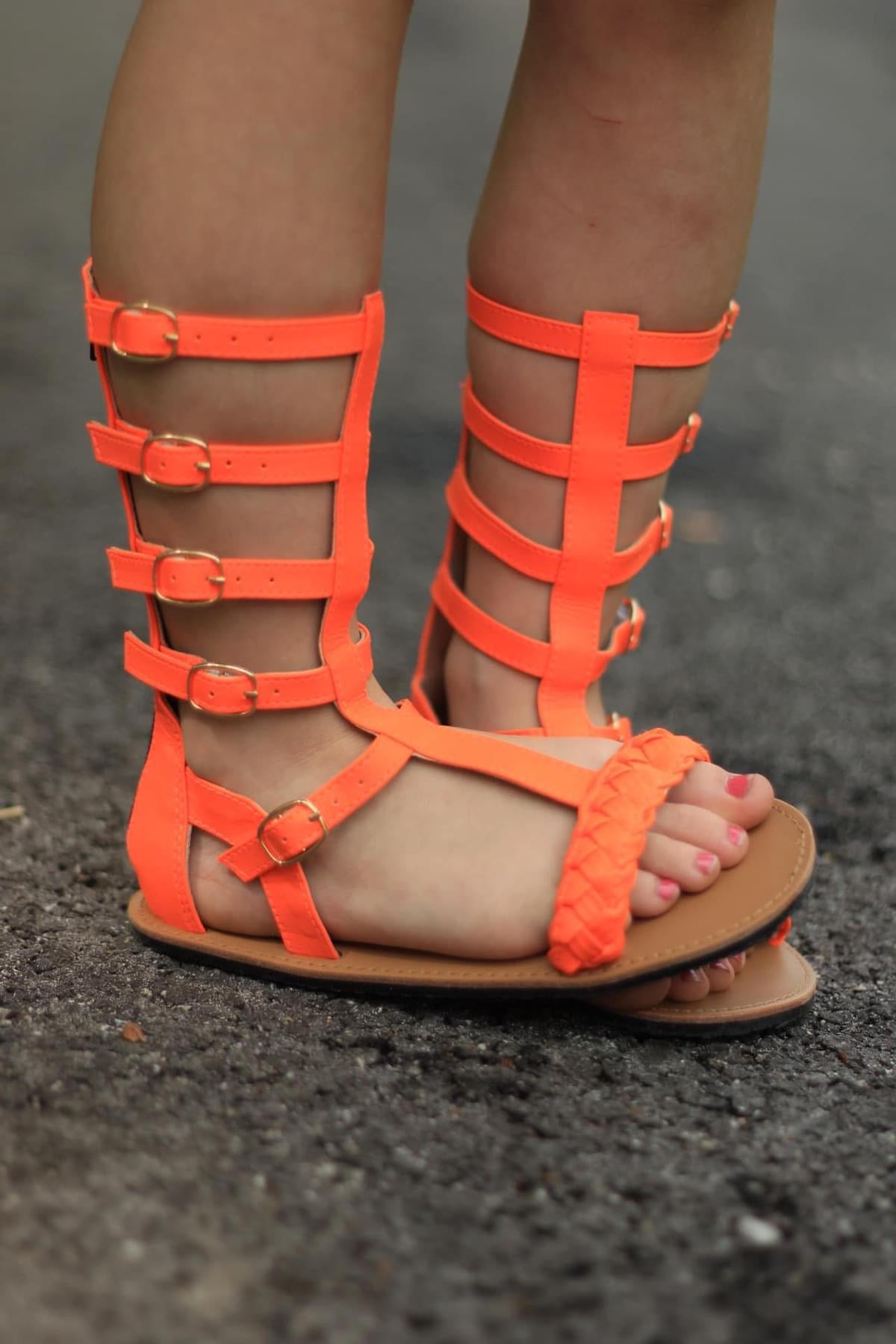 Maddie Gladiator Sandals - Neon Orange