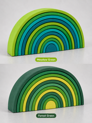 12 Pcs Stained Large Basswood Rainbow Stacking Blocks Meadow Green