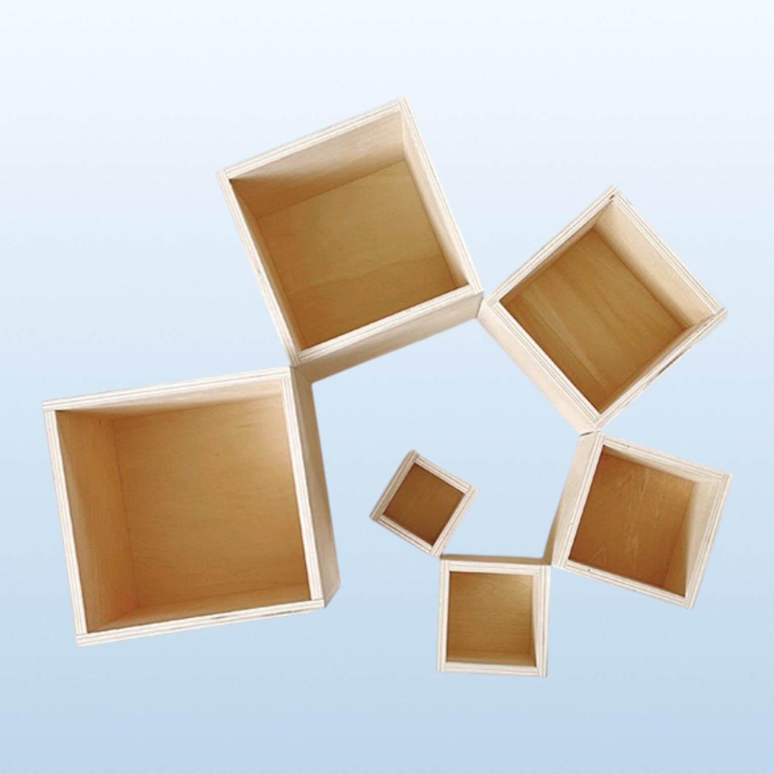 6 Pcs Natural Wooden Nesting Box Set