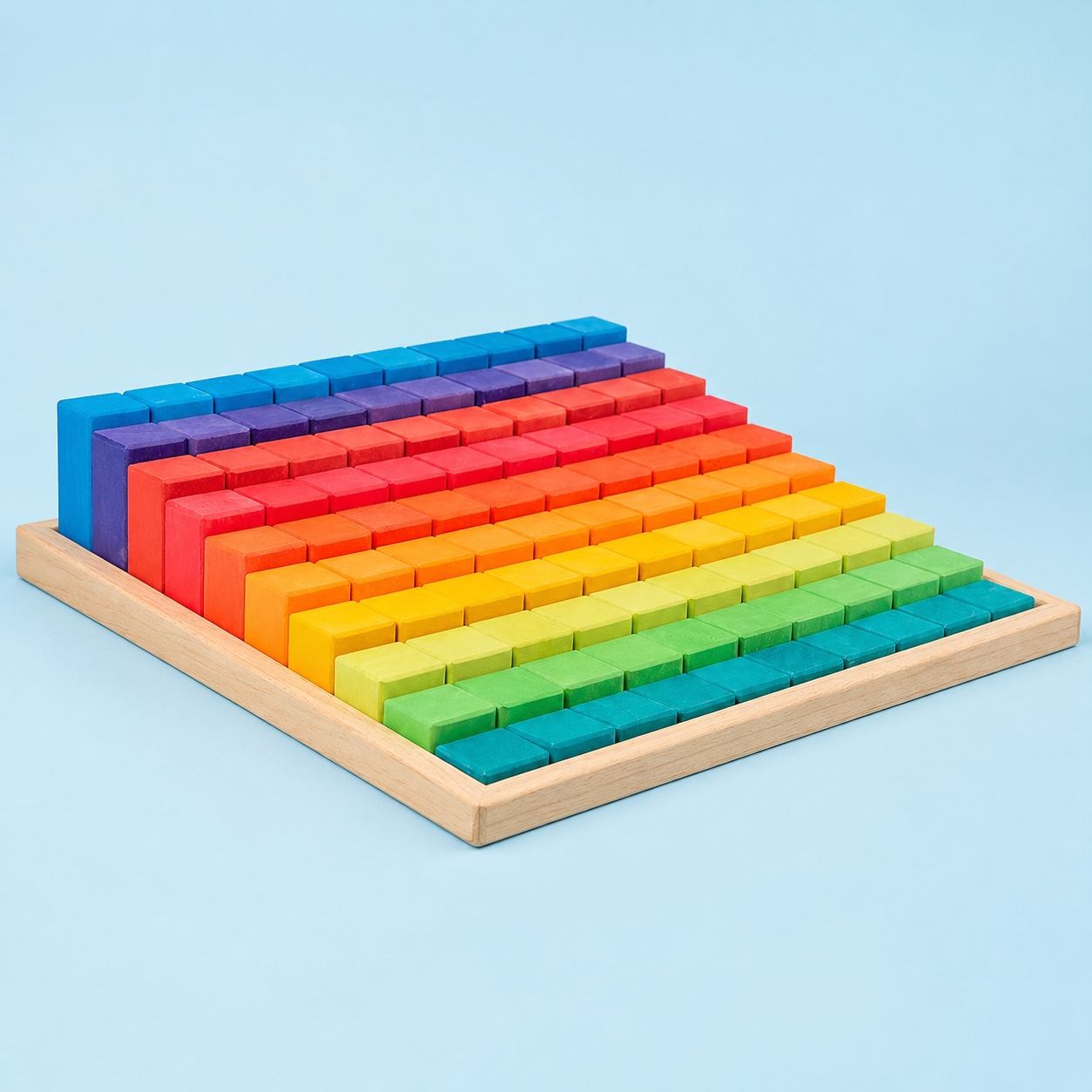 100 Pcs Stained Large Stepped Counting Wooden Stacking Building Blocks