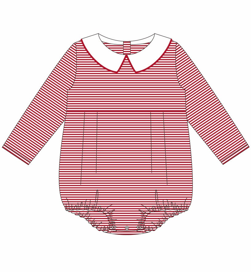 Knit Stripe Long Sleeve Peter Pan Collar Bubble - Boy