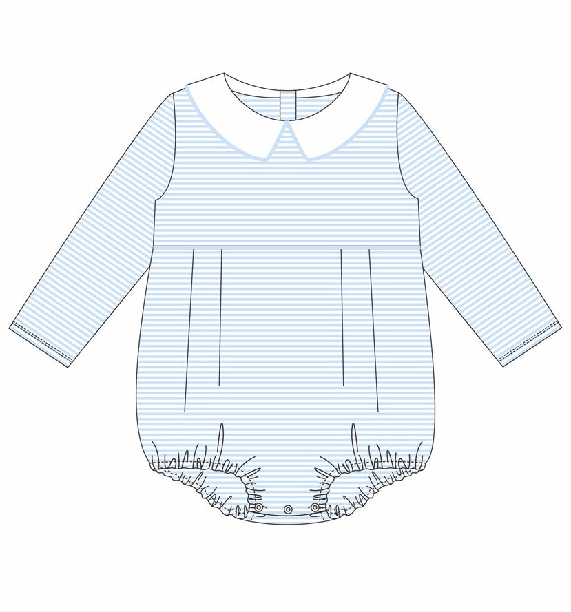 Knit Stripe Long Sleeve Peter Pan Collar Bubble - Boy