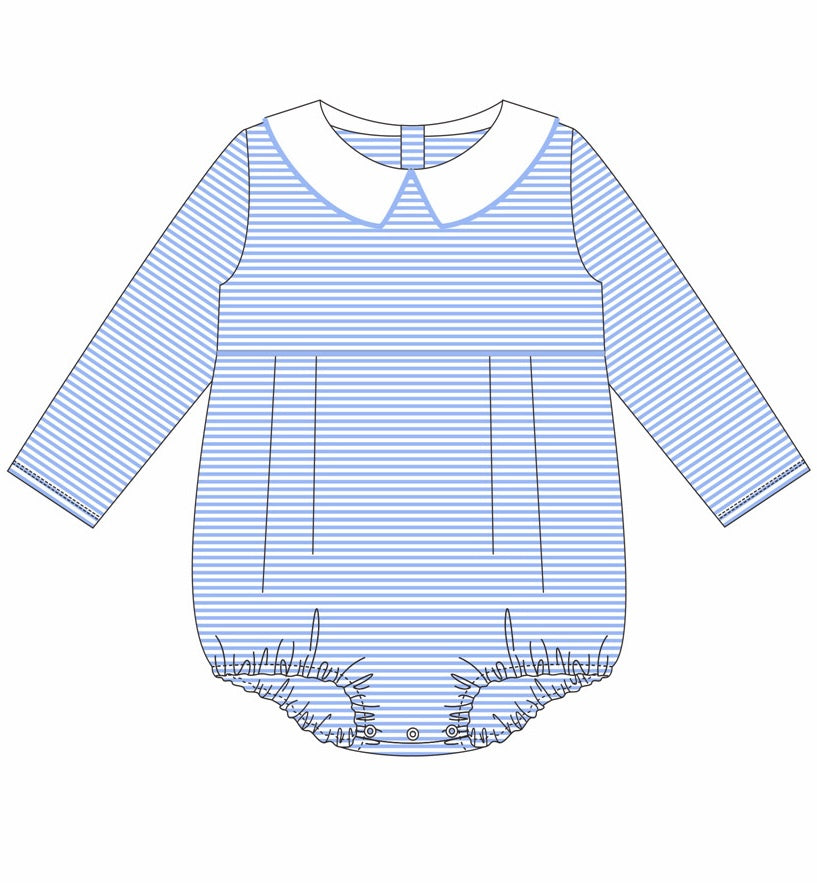 Knit Stripe Long Sleeve Peter Pan Collar Bubble - Boy