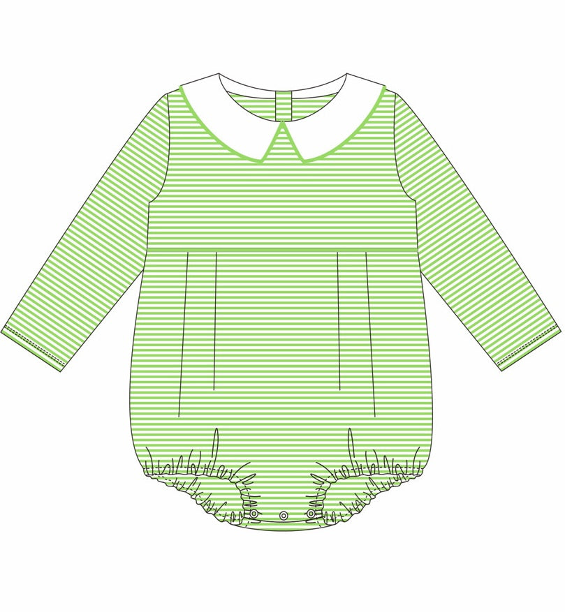 Knit Stripe Long Sleeve Peter Pan Collar Bubble - Boy
