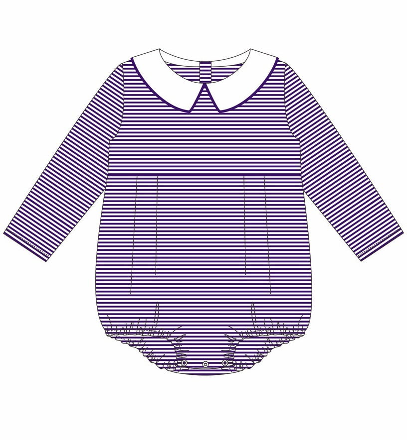 Knit Stripe Long Sleeve Peter Pan Collar Bubble - Boy