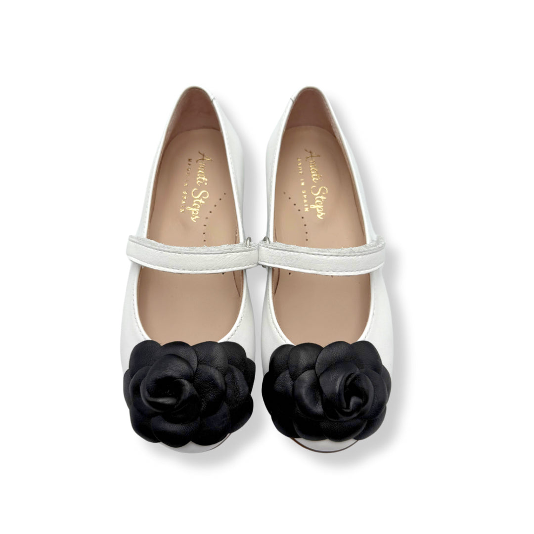 Camille- White/black Leather Mary Jane Shoes