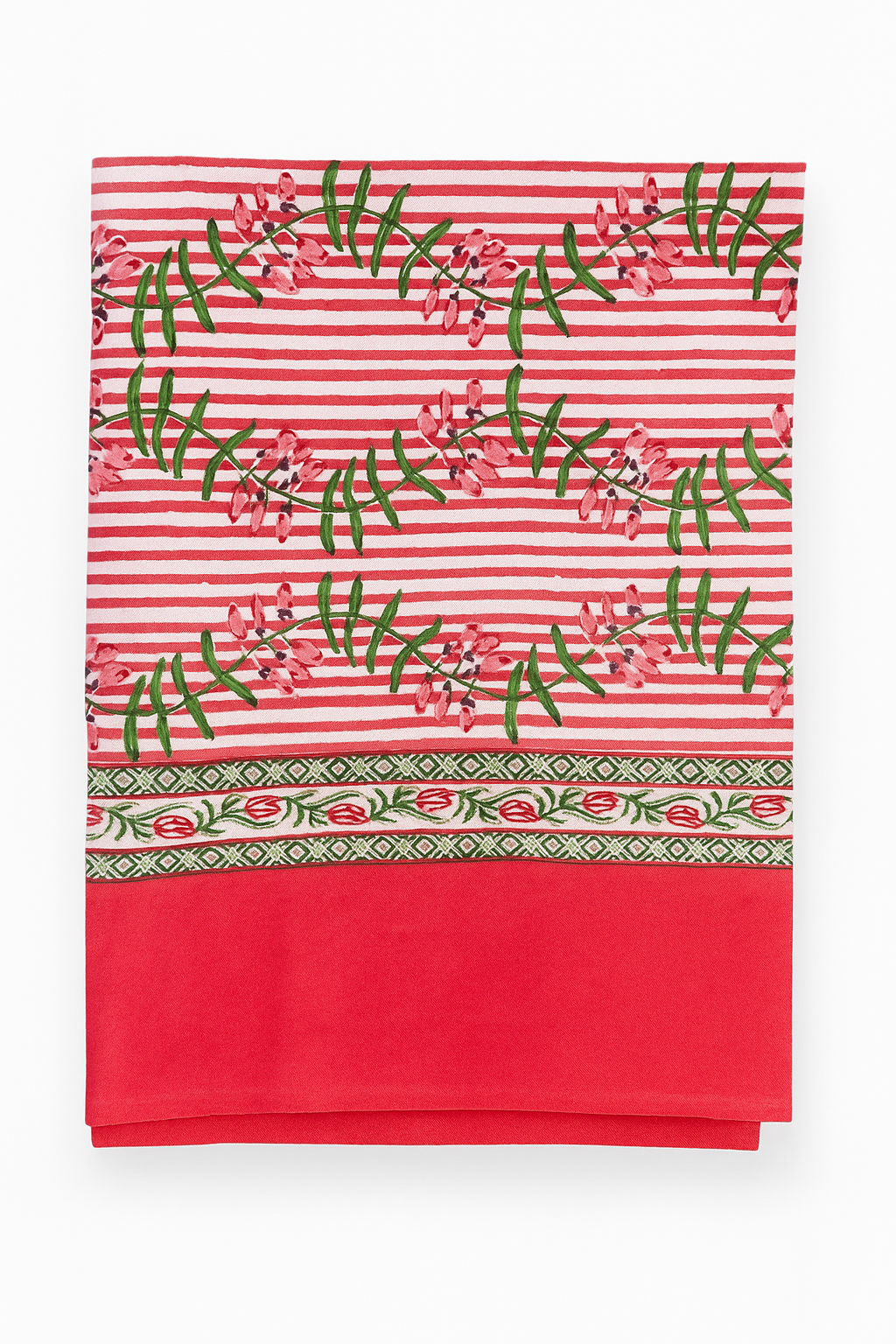 Nantucket Stripe Tablecloth In Holiday Pink