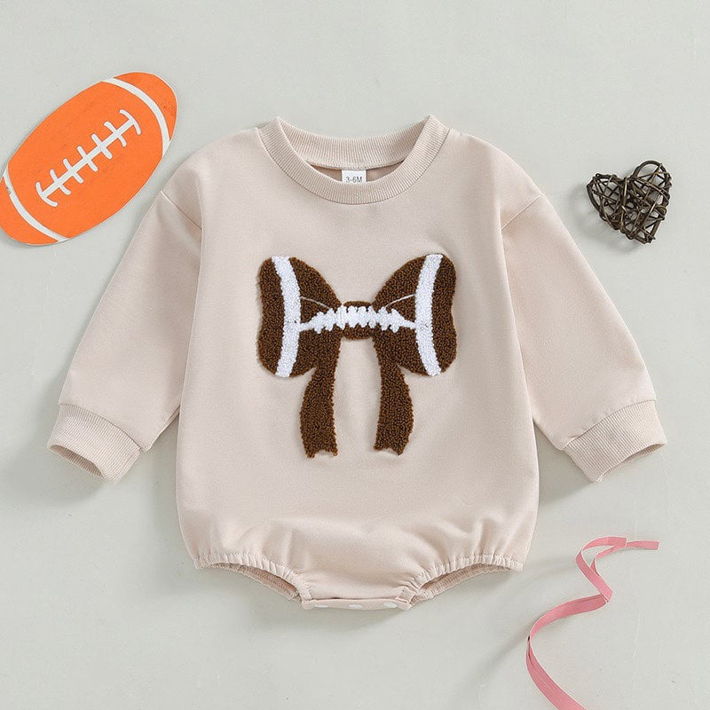 Football Bows Sweater Romper