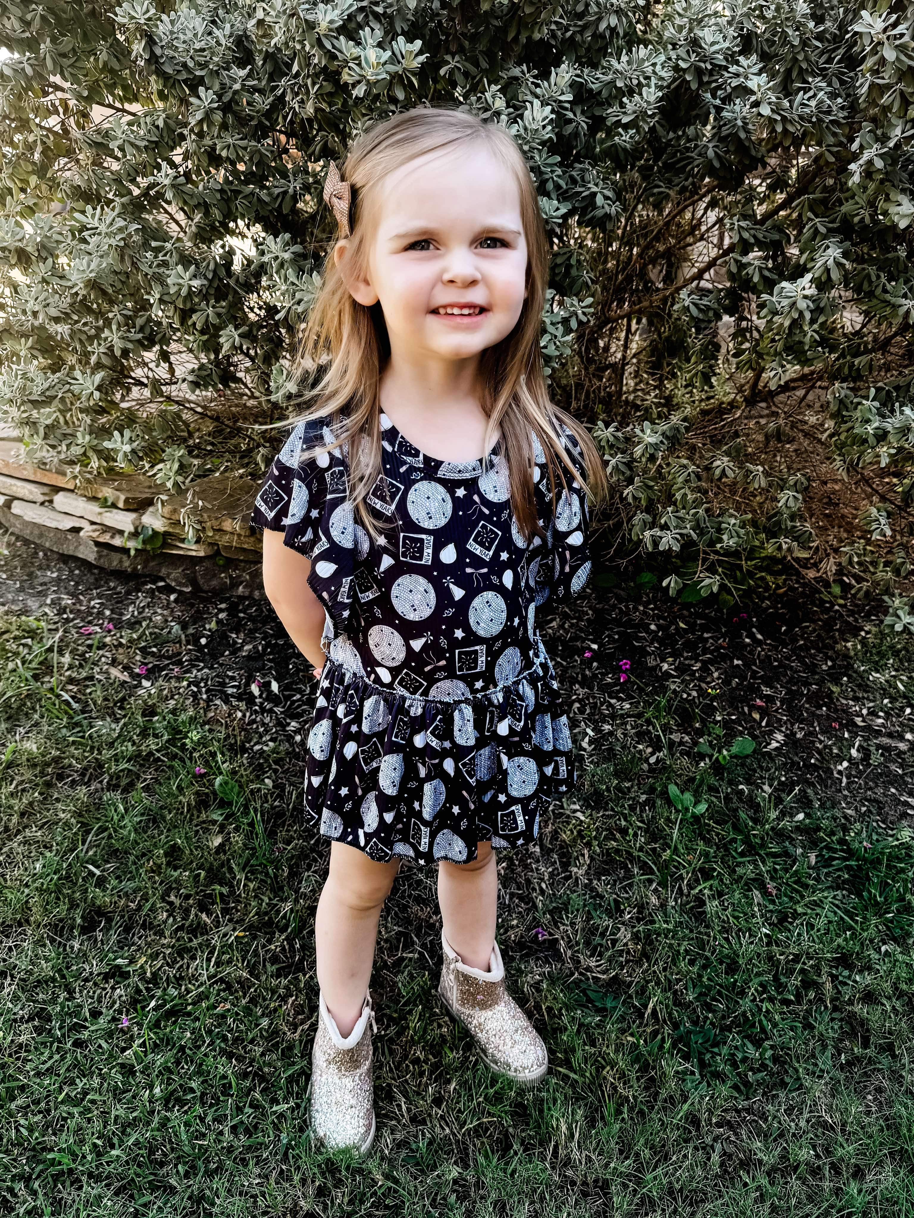 New Year Party Ribbed Skirted Romper