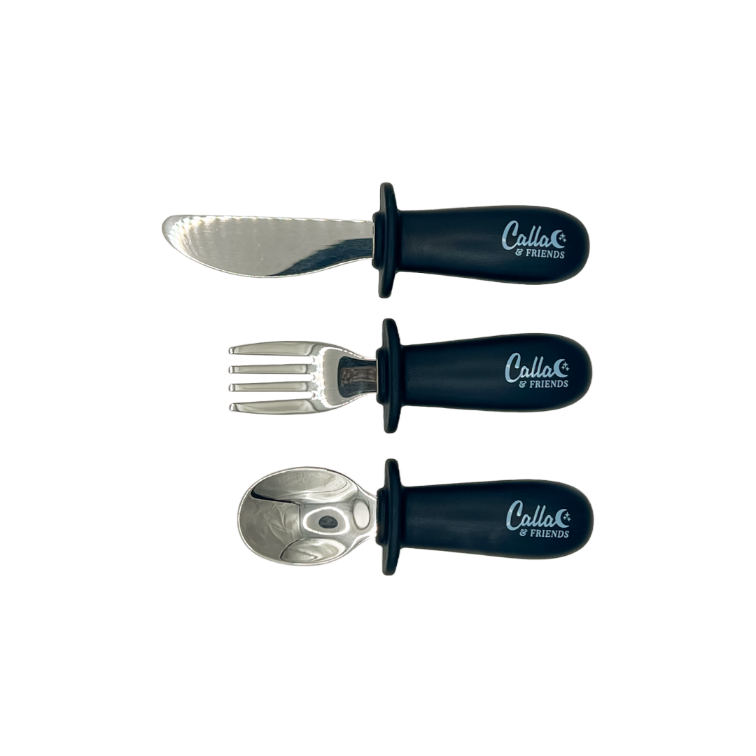 Blackout Collection Silicone & Stainless Steel Toddler Utensil Set