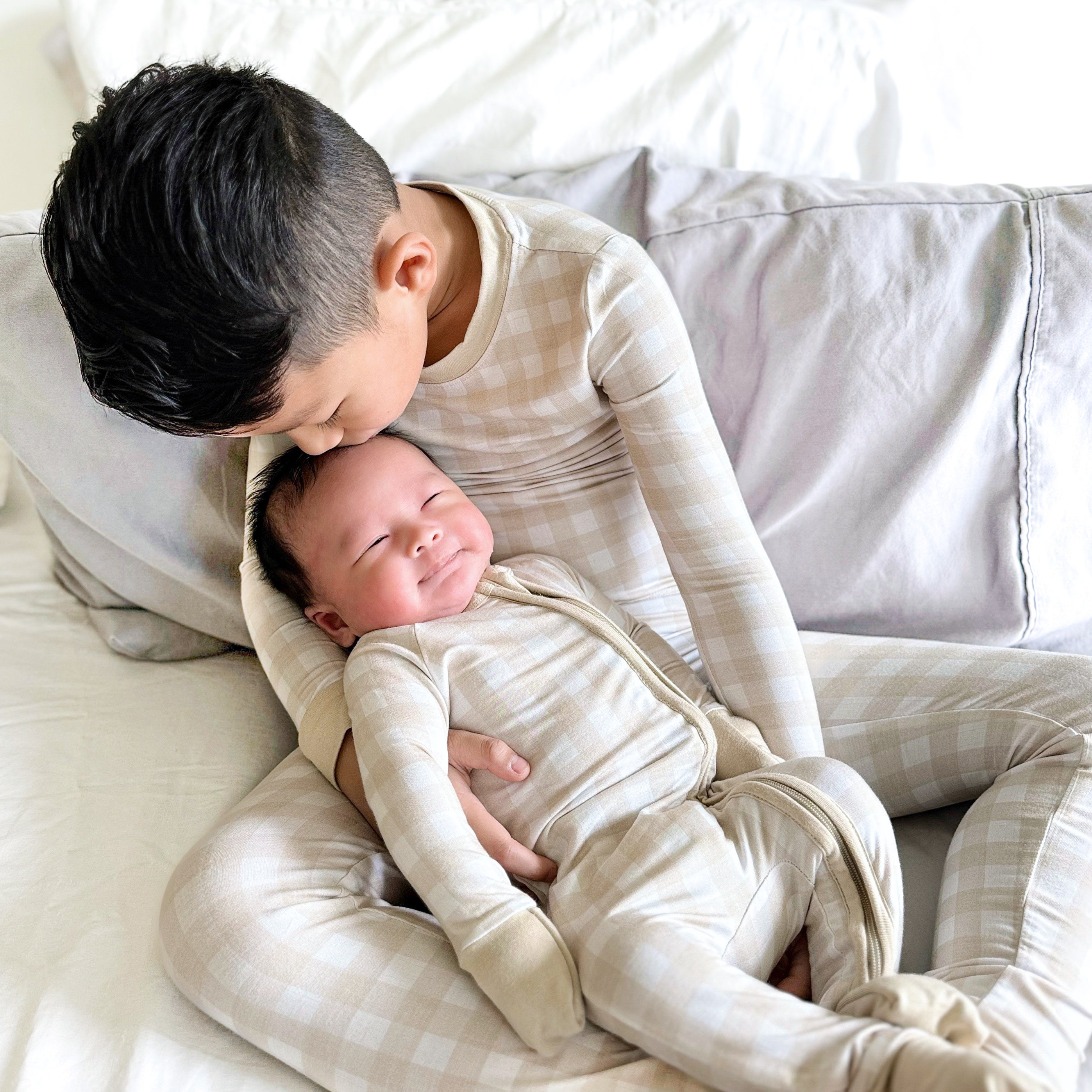 Beige Gingham | Two Piece Set